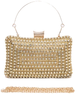 Oversize Rhinestone Iconic Bridal Party Box Clutch 20101D GOLD